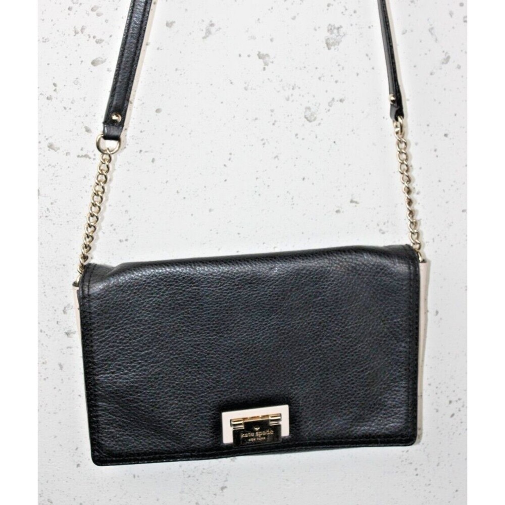 Kate Spade Black & Cream Crossbody Handbag Purse with two toned strap